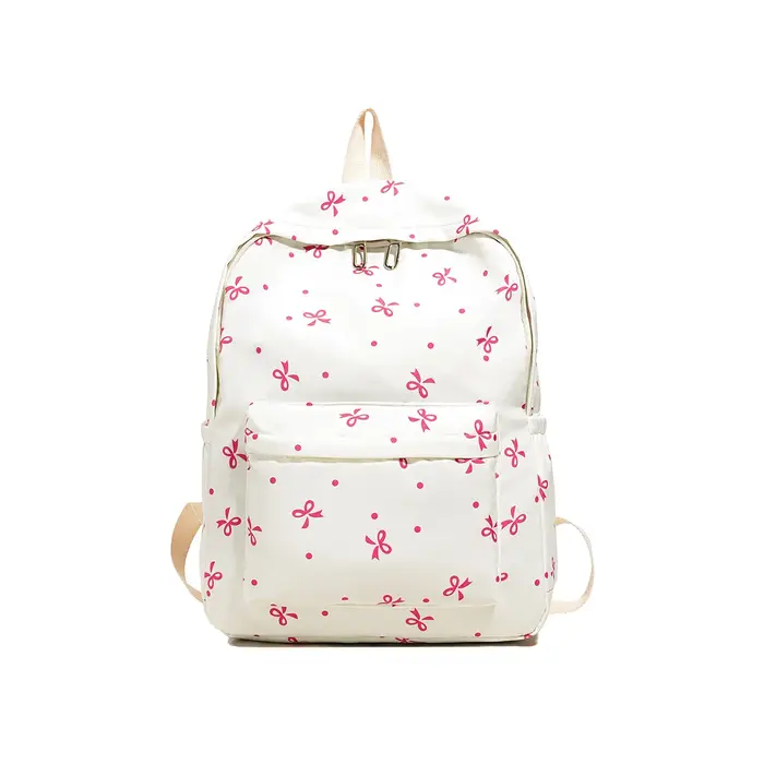 Sac à dos en nylon imprimé nœud papillon, design matelassé, multi-poches, grande capacité, sac d'éco