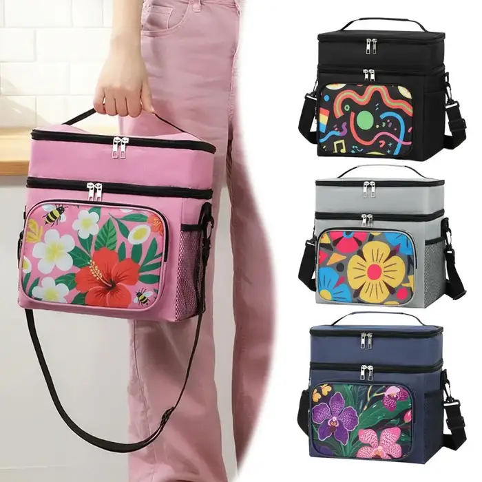 Sac à dos isotherme imprimé double couche grande capacité