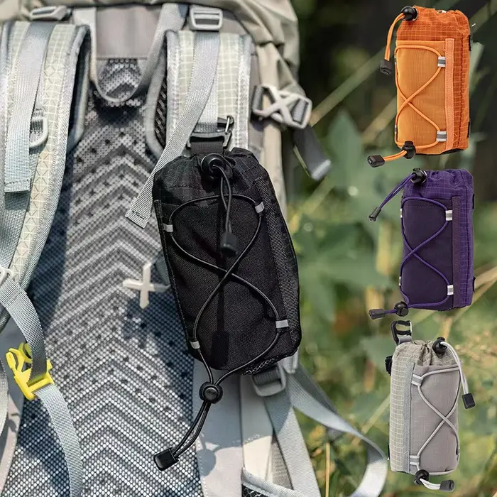 Sac à dos d'aventure en plein air avec sac de bouilloire ; Pochette suspendue pour téléphone portable de camping et rangement de bouteille d'eau de randonnée