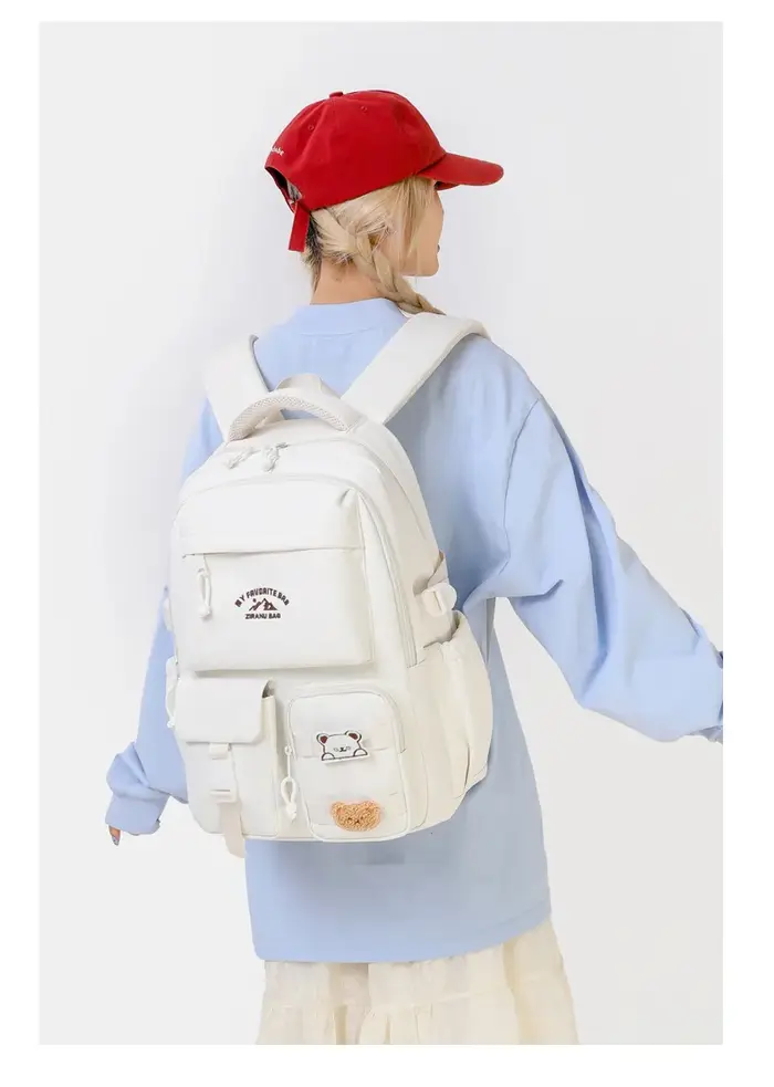 Sac à dos de style collège japonais Ins avec pendentif