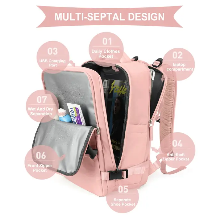 Sac à dos de voyage pour femmes, sac à dos de cabine Wizzair 40x30x20 avion, sac décontracté étanche