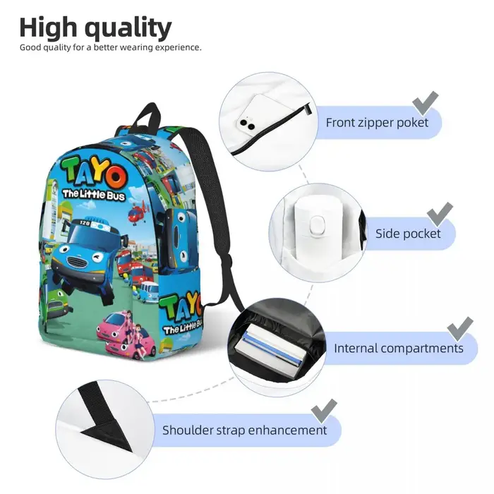 Tayo le petit Bus enfant sac à dos hommes femmes décontracté lycée affaires sac à dos corée dessin animé collège toile sacs cadeau