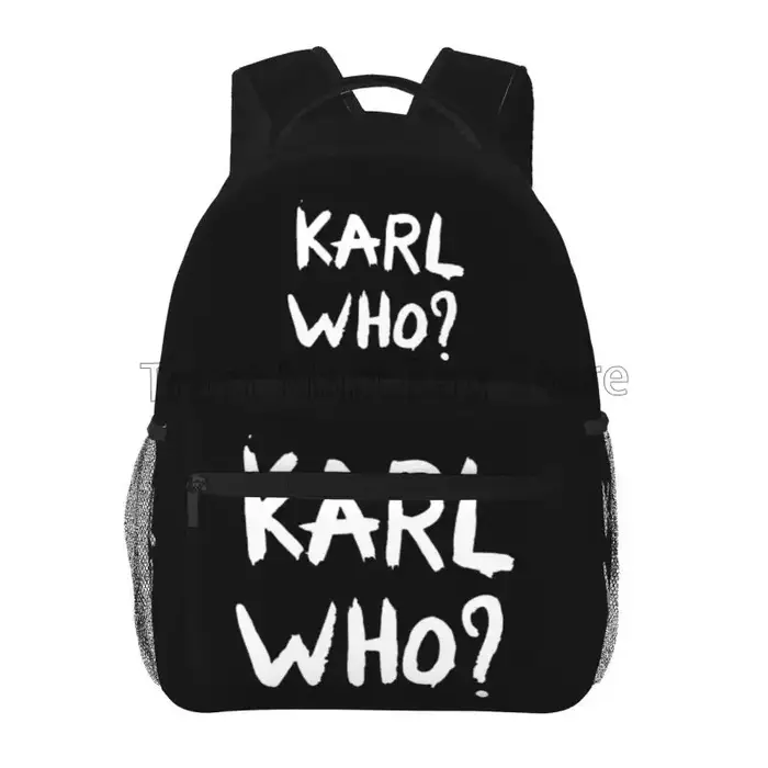 Karl Who Slogan imprimé sacs à dos de voyage sac d'école léger étudiant Bookbag unisexe sac à dos pour ordinateur