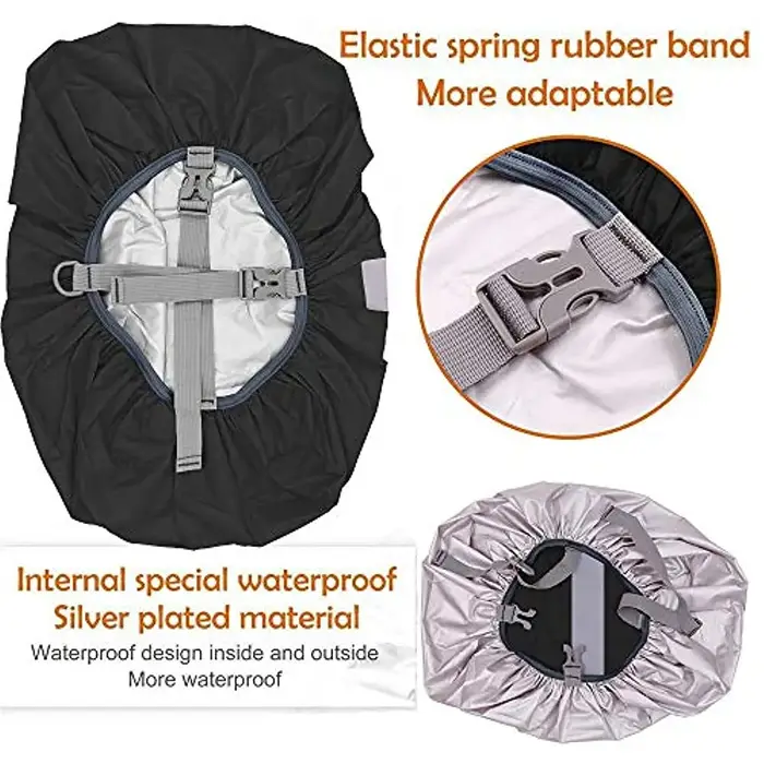 Juste de pluie imperméable pour sac à dos avec sangle, sac à dos amélioré, randonnée, camping, cyclisme, 15L-65L