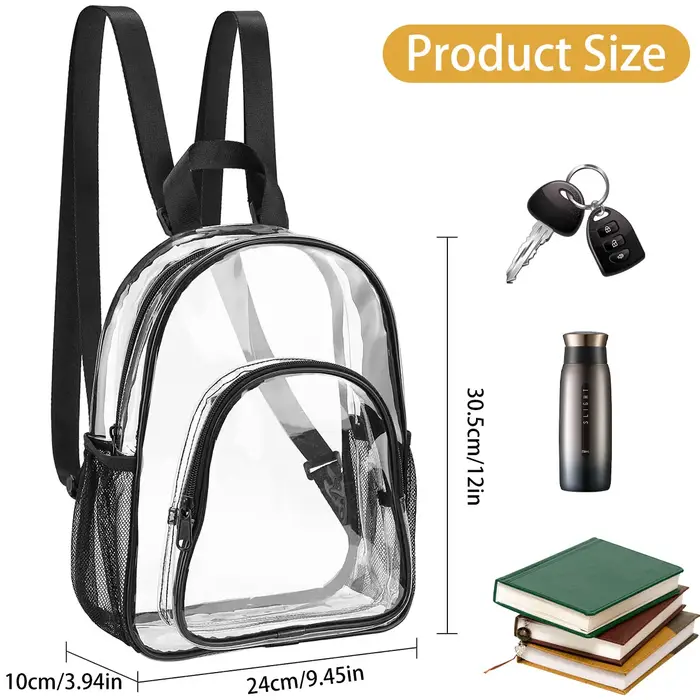 Sac à dos Transparent en PVC, petit sac à dos Transparent Durable, Portable, léger, Mini sac Transparent mignon pour le travail, les Sports de plein air