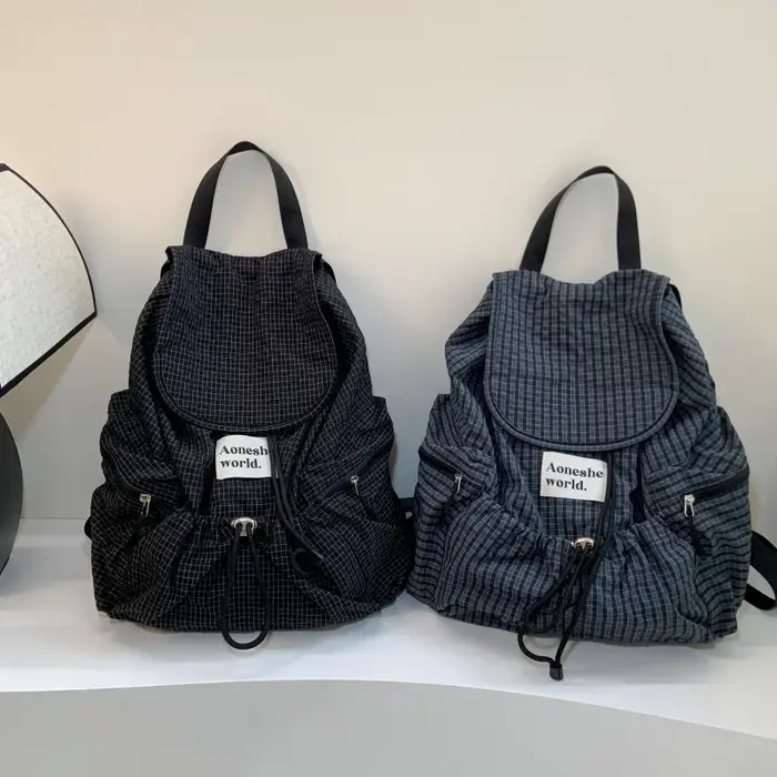 Sacs à dos décontractés en Nylon à carreaux, grande capacité, doux, de haute qualité, Style rétro classique, sacs d'école portables pour femmes, 2026