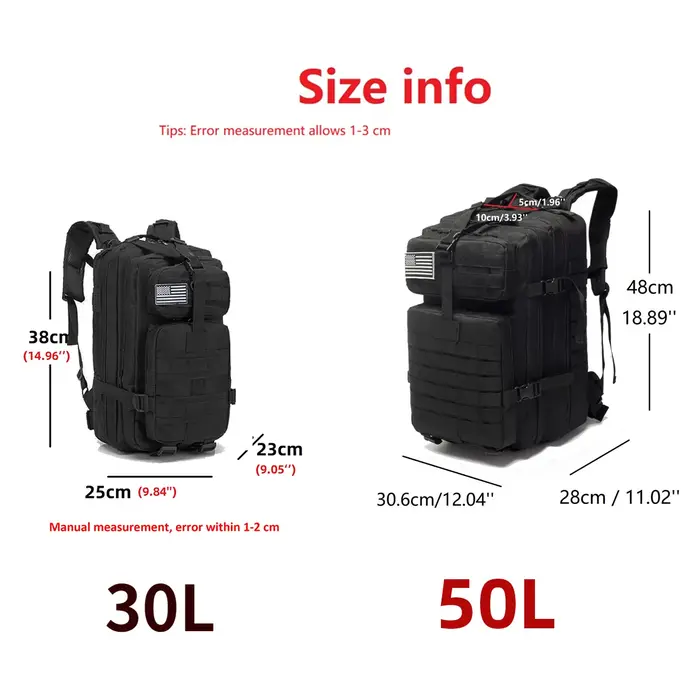 30L/50L 1000D Nylon sac à dos étanche sacs à dos en plein air tactique sport Camping randonnée Trekking pêche chasse sac