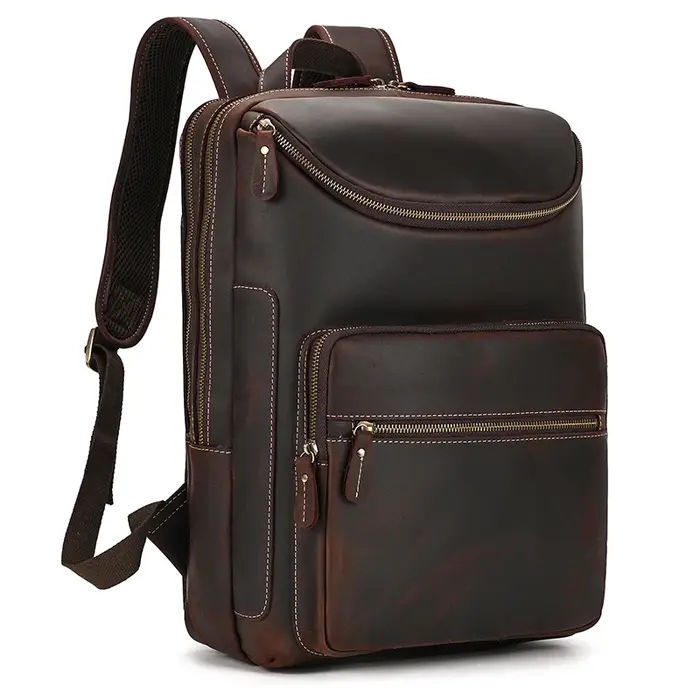Sac à dos en cuir véritable pour homme