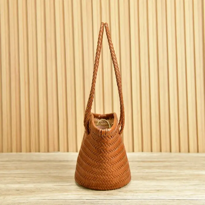 Sac seau en cuir vintage fait à la main, fourre-tout de plage de voyage