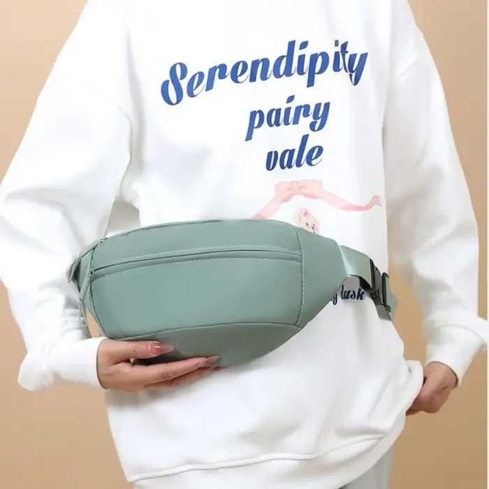 Nouvelle sacoche de taille unie imperméable à double compartiment