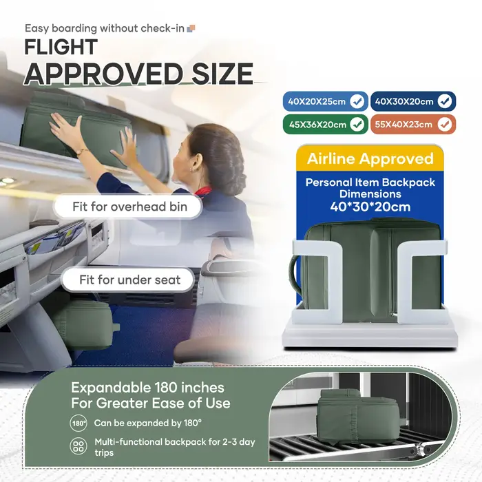 Ryanair 40x30x20 sac à dos de voyage sac à dos de compression sous vide avec pompe