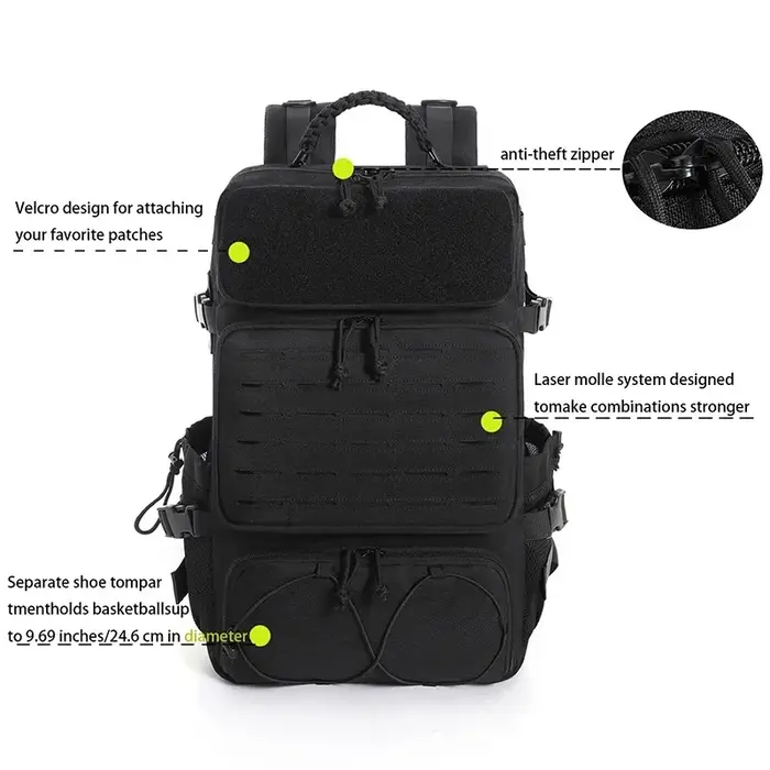 Grand sac à dos à bagages avec système modulaire, plusieurs compartiments et espace pour chaussures