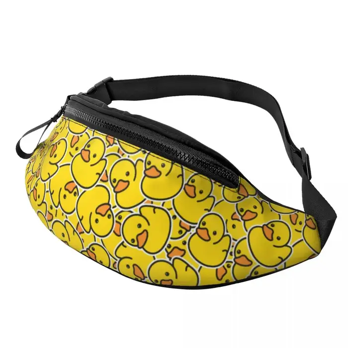 Sac banane personnalisé canards jaunes pour femmes et hommes, sac de taille à bandoulière de dessin 
