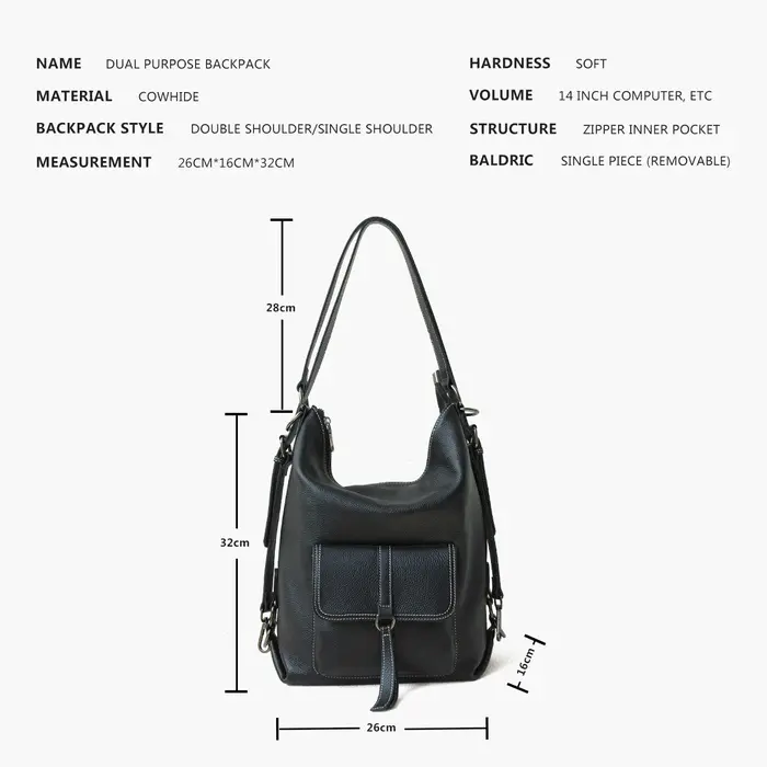 DONNAIN Sac à dos de poche décontracté unisexe, sacs à bandoulière classiques en cuir de veau nature