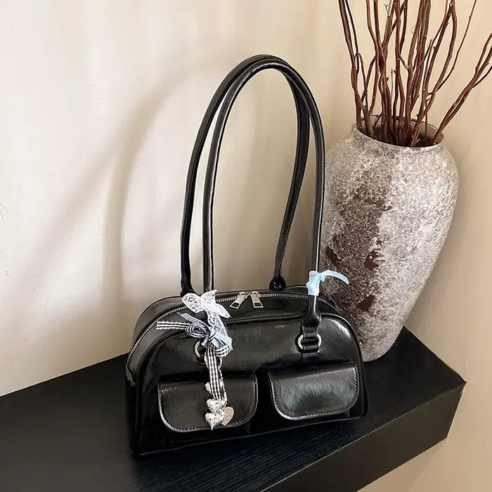 Sac Boston pour femmes, sacs de Bowling avec poches avant, sacs à aisselles de luxe, sac à bandouliè