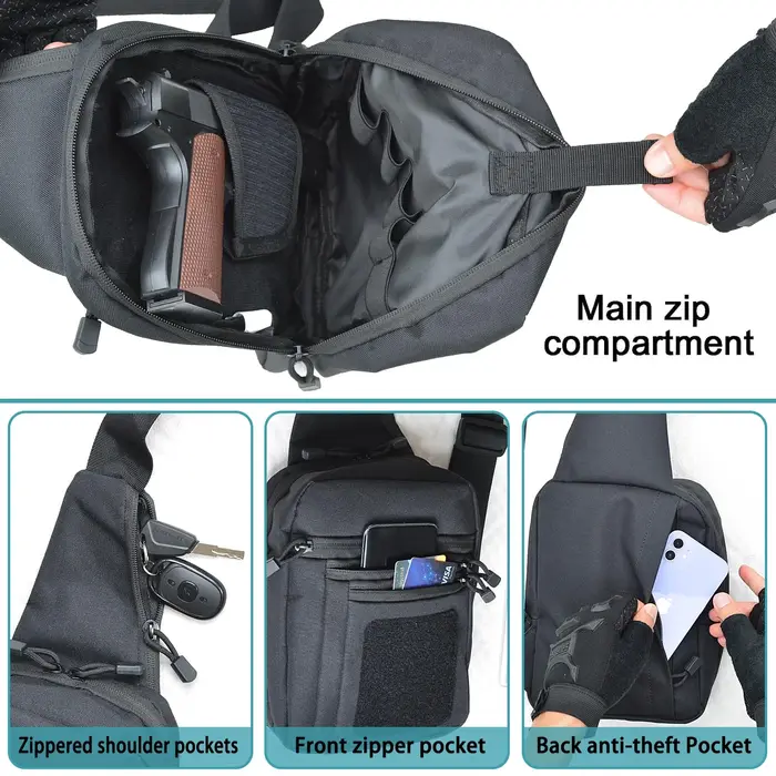 Sac à bandoulière de transport dissimulé pour hommes