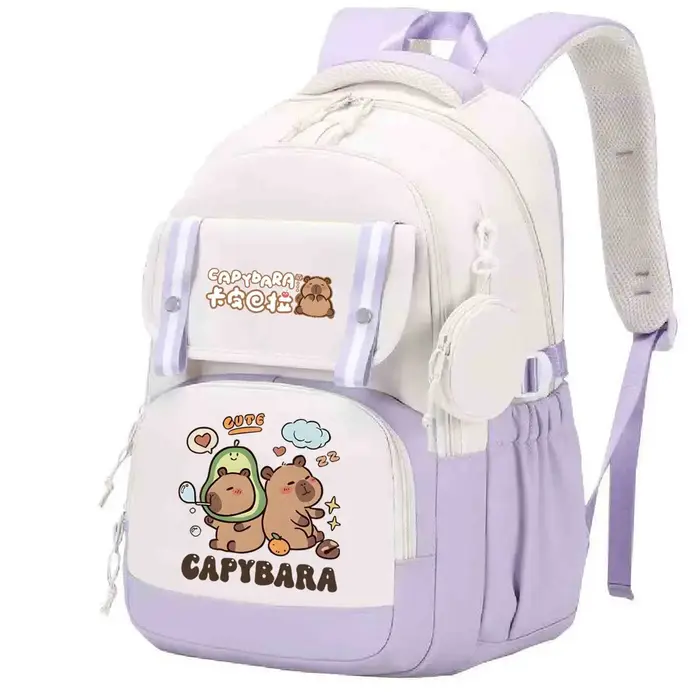 Mignon Capybara graphique cartables femmes filles grande capacité sac à dos enfants