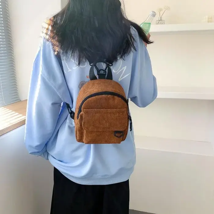 Mini sac à dos en velours côtelé pour femmes
