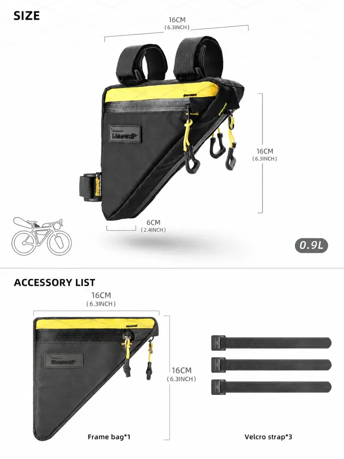 Sacoche triangulaire pour cadre de vélo Rhinowalk 0
