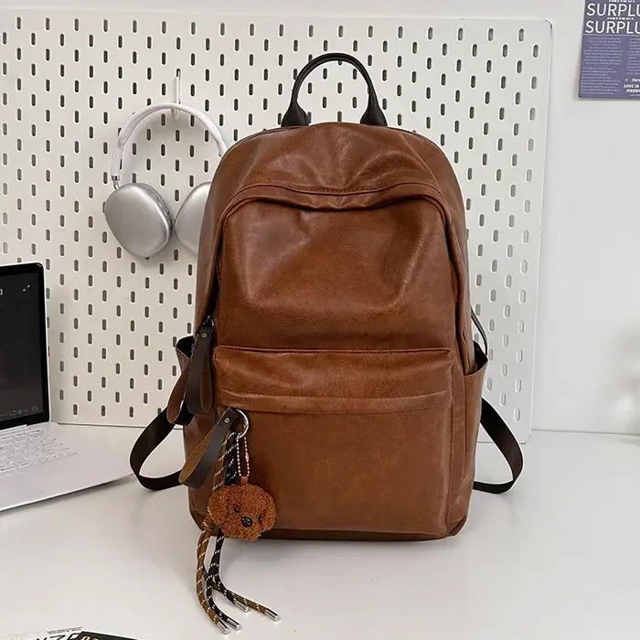 Sacs à dos monochromes en PU ChimGlossy pour unisexe, cartables simples et polyvalents, grande capacité, haute qualité, mode, offre spéciale, 2024
