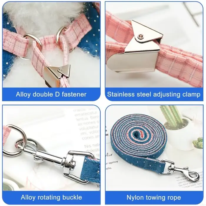 Harnais pour chien taille, pour petits chiens, sans traction, avec laisse, Clip réglable, boucles confortables 87HA