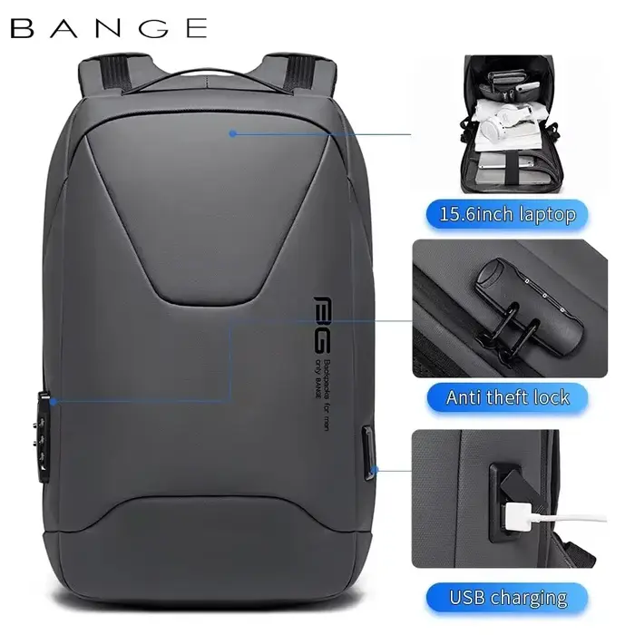 BANGE nouveaux hommes Anti-vol étanche sac à dos pour ordinateur portable 15.6 pouces travail quotid