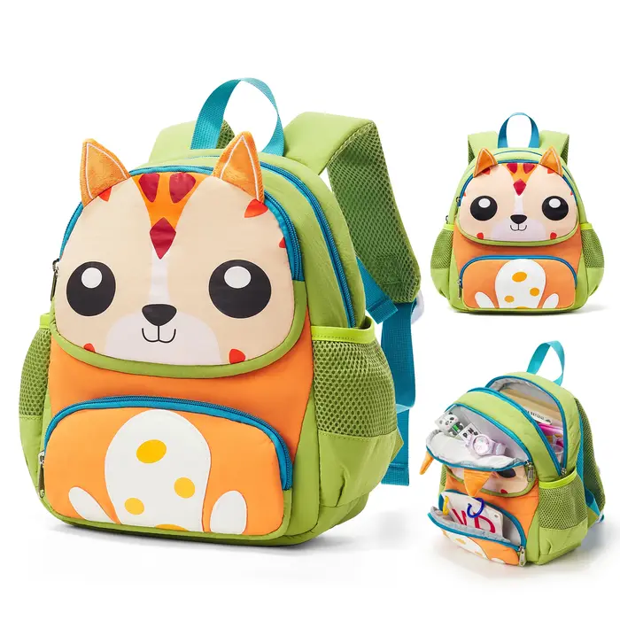 Sac à dos à motif de chat mignon pour enfants, sac d'école de dessin animé pour garçons et filles de