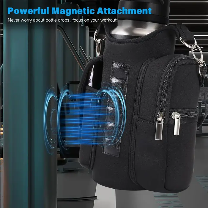 Sac de sport magnétique porte-bouteille d'eau avec poches pour téléphone et bandoulière