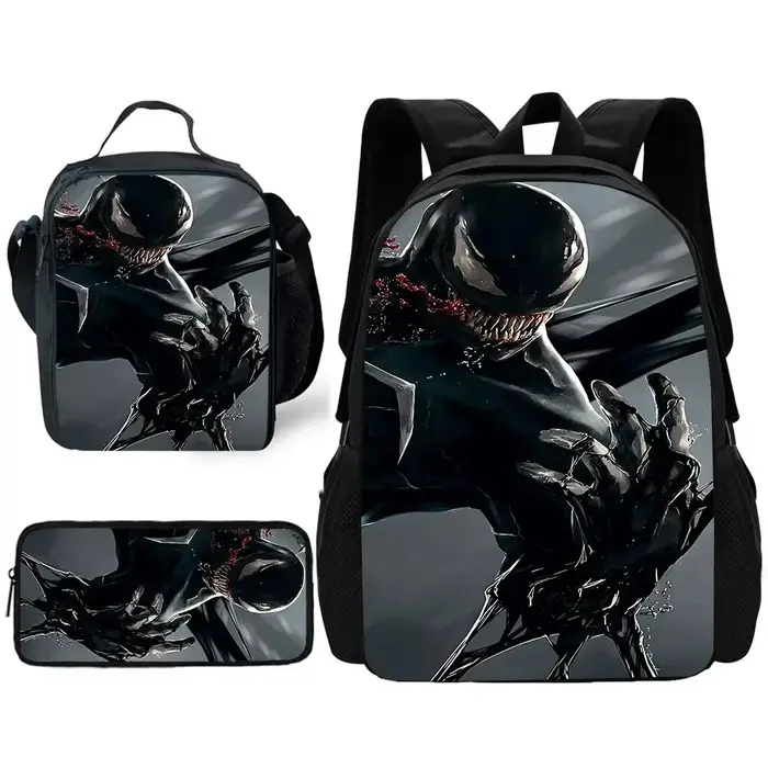 Sac à dos d'école Marvels Venom pour enfants avec sacs à lunch