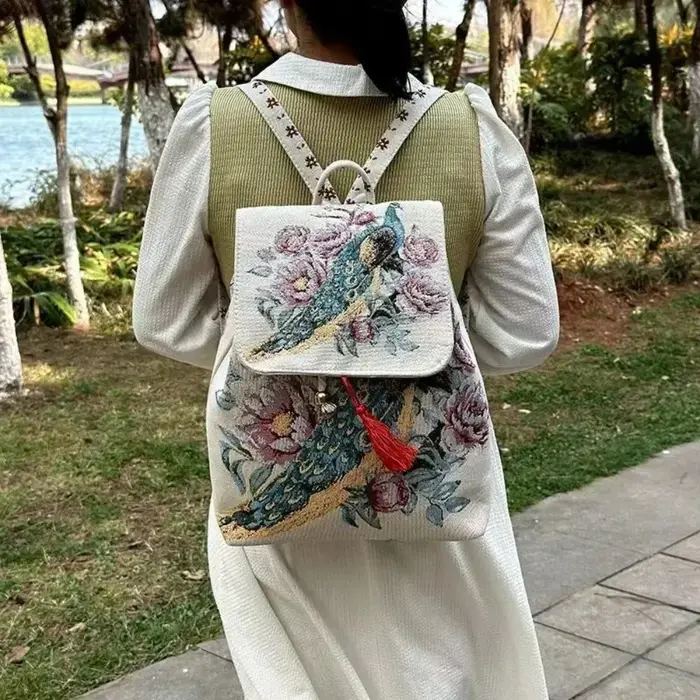 Sacs à dos brodés de style ethnique pour femmes