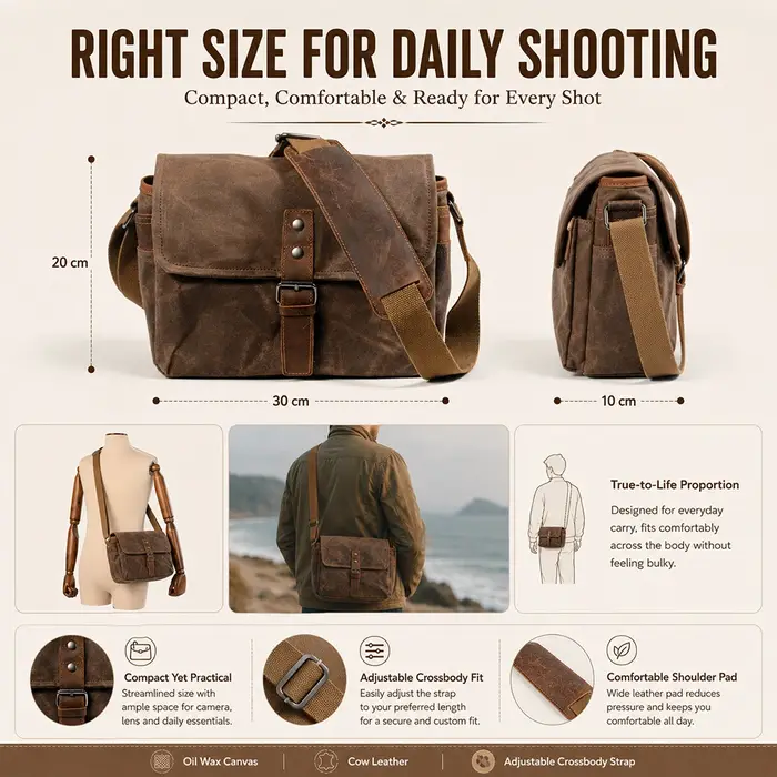 Sac à bandoulière vintage pour appareil photo reflex numérique