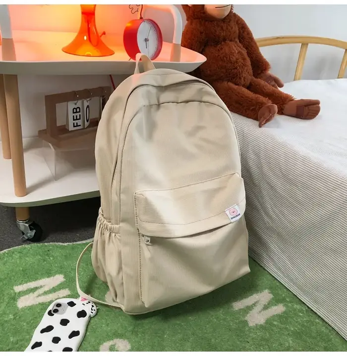Doux doux fille couleur unie grande capacité étudiant sac à dos nouveau style pour hommes et femmes
