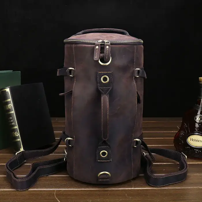 Luufan Design Unique sac à dos en cuir pour hommes Vintage Crazy Horse