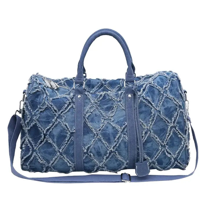 Sac de sport en denim Sac de voyage tendance Sac à bandoulière unisexe Sac