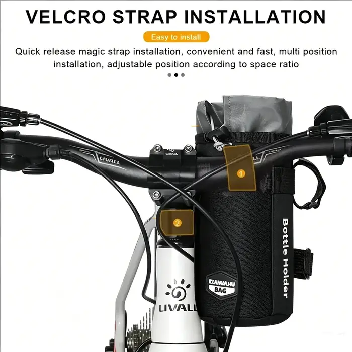 Sac de guidon de vélo, pochette porte-bouteille d'eau, sac isotherme portable pour VTT et vélo de ro