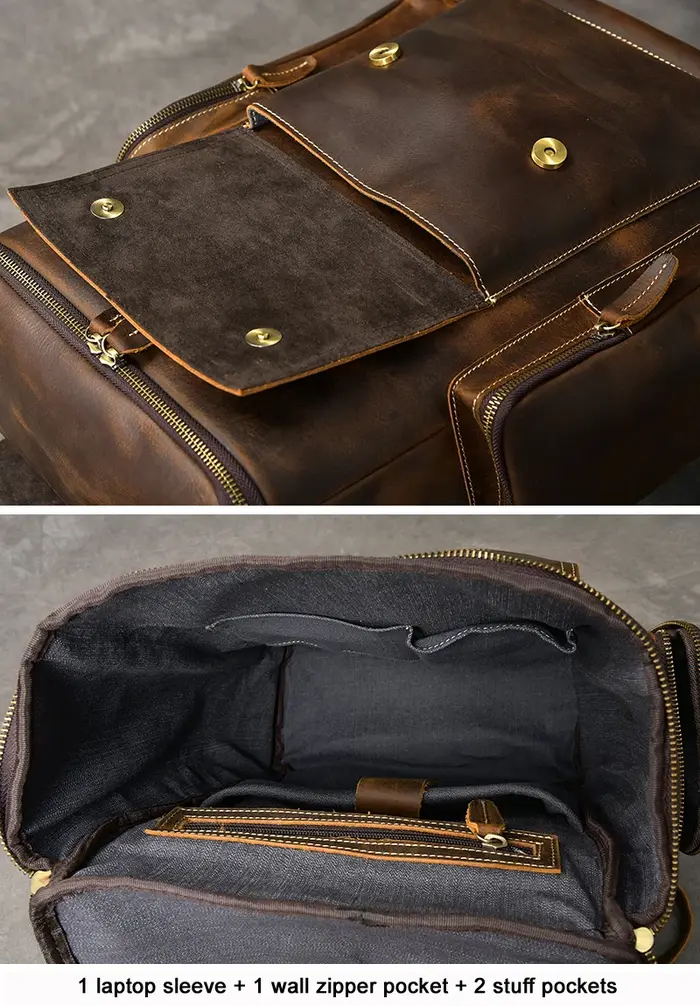 Vintage Crazy Horse en cuir véritable sac à dos hommes en cuir sac à dos escalade sac à dos mâle gra