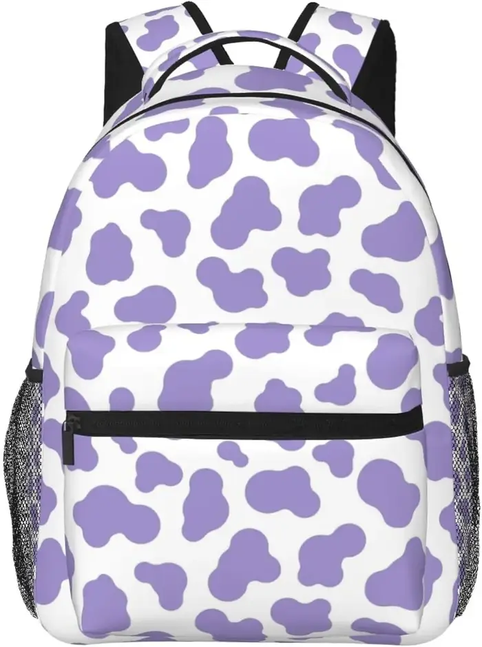 Sac à dos imprimé vache violette, sacs pour ordinateur portable de grande capacité, sac de voyage de
