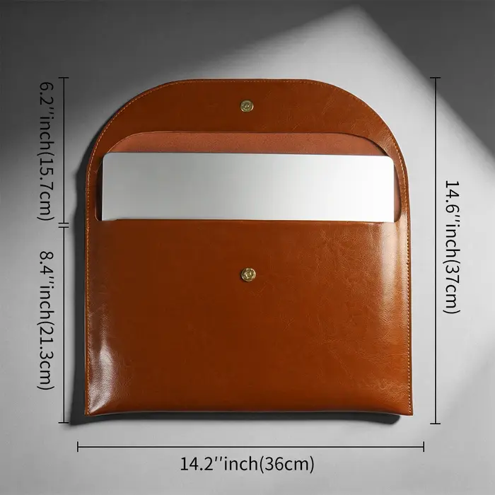 Sac pour ordinateur portable en cuir véritable pour Macbook Pro 14 A3426 A3427 Pro 16 A3428 A3429 Air 13 A3240 A3449 M5 2026 Air 15 A3448 M5 A3241 M4