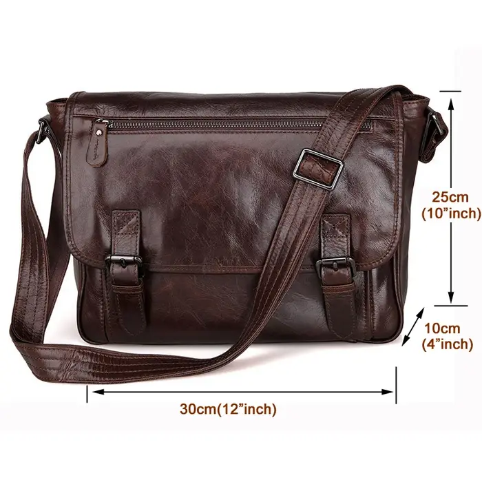 Sac à Bandoulière en Cuir group Ciré à l'Huile pour Homme, Sacoche de Loisirs Décontractée, à la Mod
