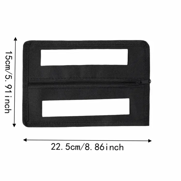 Sac de rangement caché à forte adhérence, noir, design discret, compartiment secret, fermeture éclair, discret.