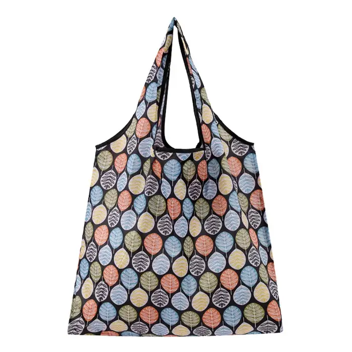Grand sac de courses pliable en polyester à motif floral