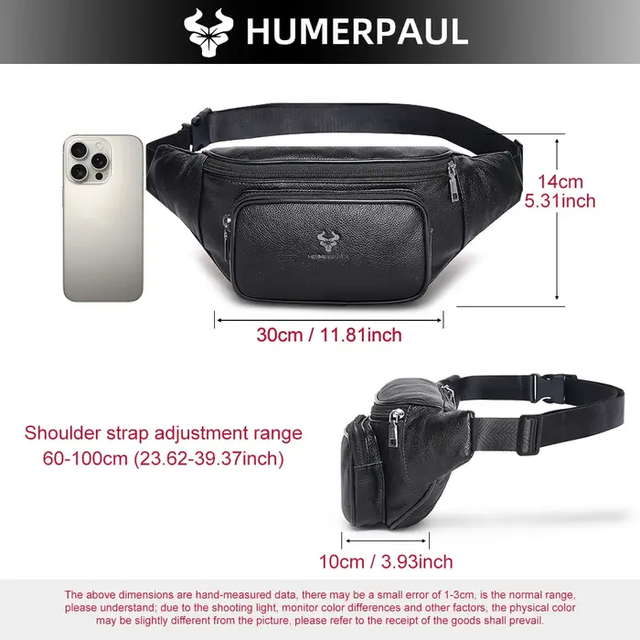 Sac banane HUMERPAUL pour homme en cuir de vachette