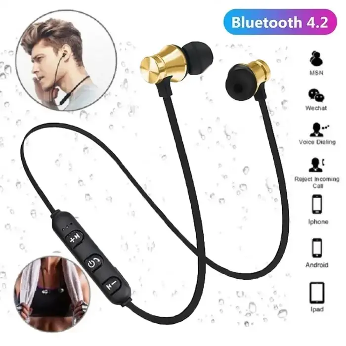 Sport en cours d'exécution Bluetooth 4.2 écouteur magnétique sans fil casque avec HD Microphone basse 3D stéréo écouteurs pour Huawei Xiaomi
