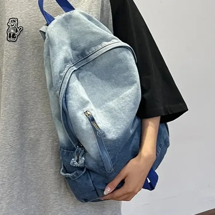 Sac à dos en denim à motif étoile pour étudiants et adultes
