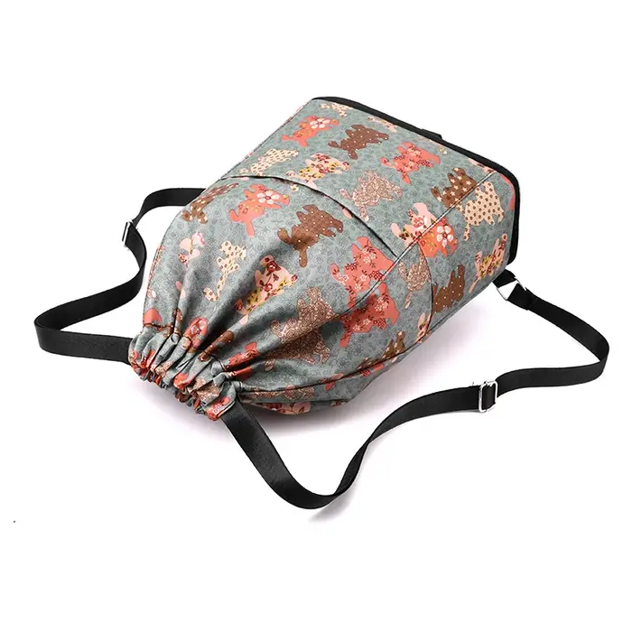 Mode femmes sac à cordon sac à dos de haute qualité tissu filles sac à dos femme Portable sac pliant Shopping sac à dos