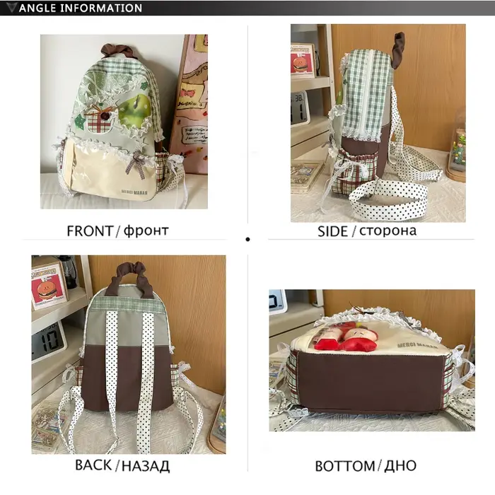 Sac à dos coloré pour étudiantes et femmes, léger et grande capacité, sac à dos décontracté mignon en dentelle, à porter sur les deux épaules
