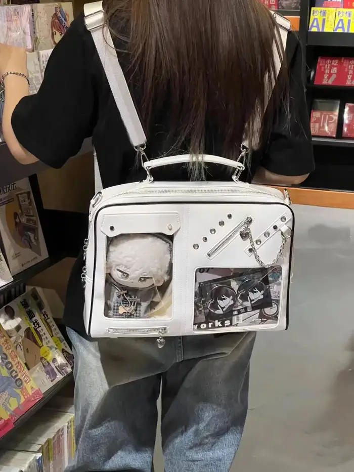 JIAERDI Harajuku blanc sac de messager Packpack femmes nouveau Transparent Jk poignée sacs à bandoulière femme Lolita doux Ita sac filles