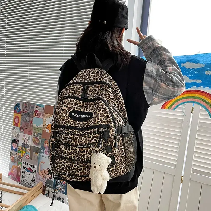 Sac à dos vintage à imprimé léopard