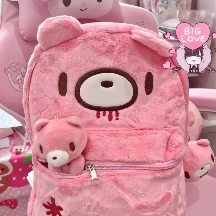 Sac à dos ours rose sang de dessin animé