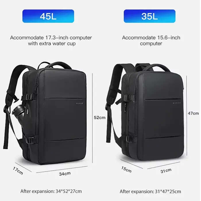 Sac à dos extensible BANGE pour ordinateur portable 17,3 pouces, imperméable, grande capacité, pour
